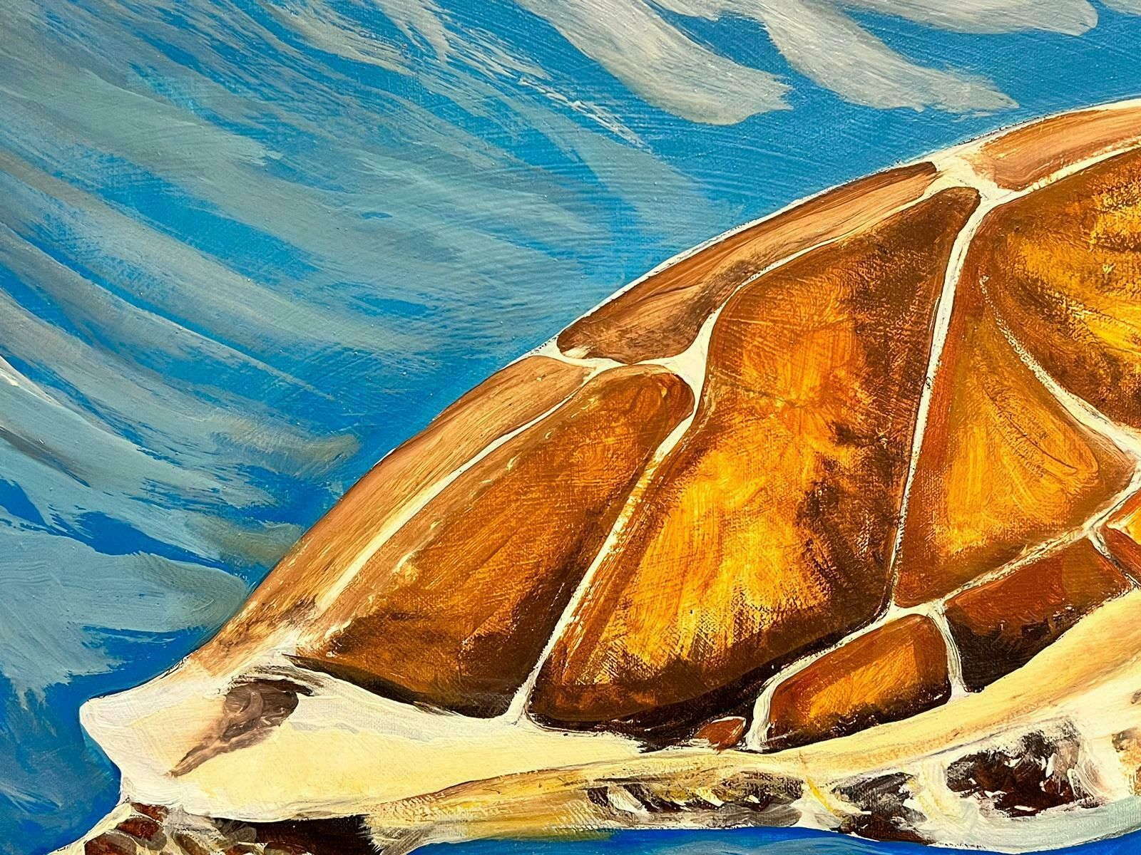 British Contemporarysea Turtles Swimming In Blue Sea Large Contemporary British Painting On Canvas photo buy