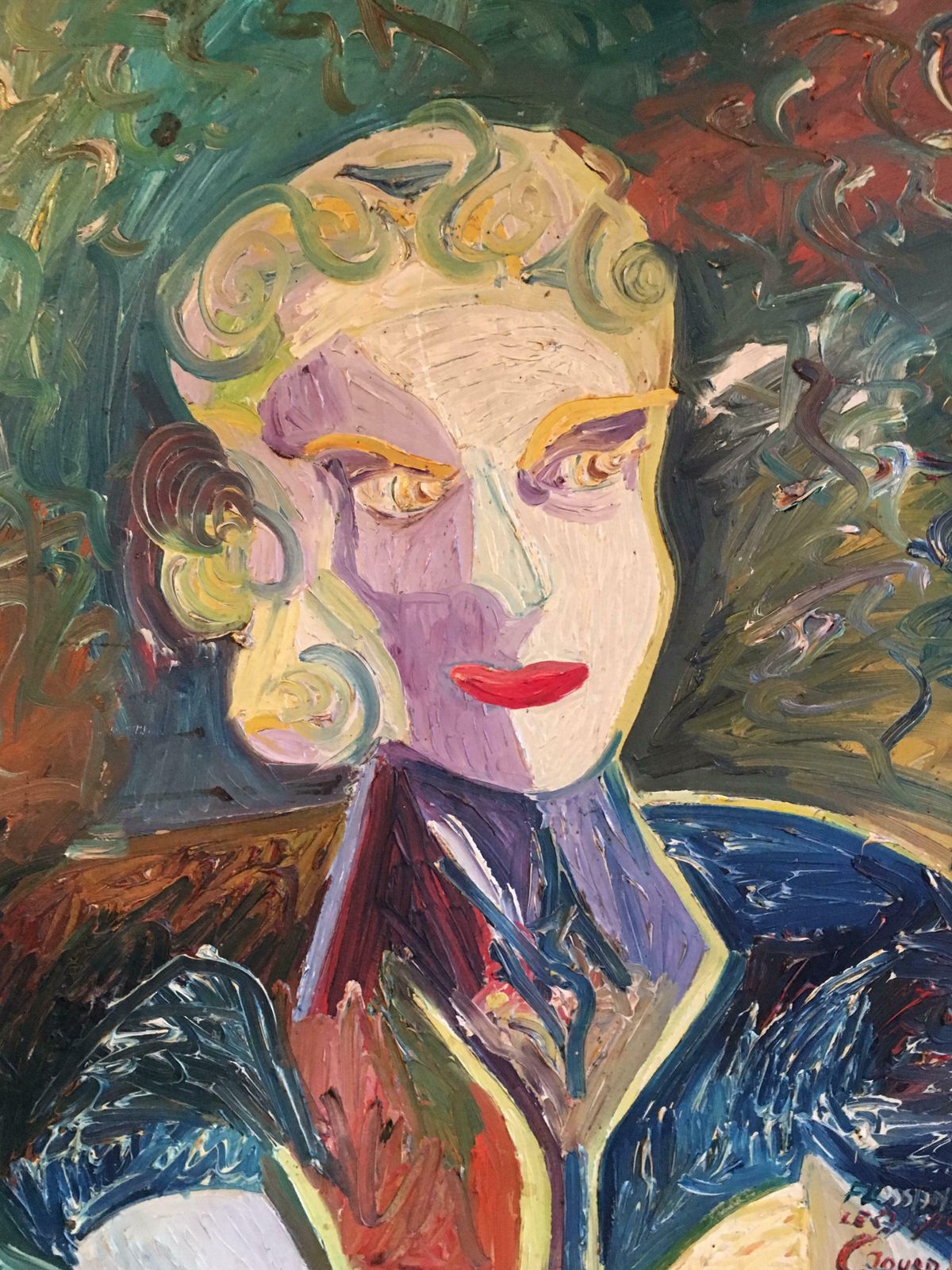 Unknown'attente' 1950's Cubist Abstract Portrait, Oil Painting, Signed1952 photo vinterior