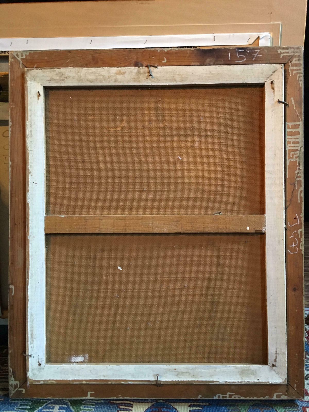 photo furniture Unknown'attente' 1950's Cubist Abstract Portrait, Oil Painting, Signed1952
