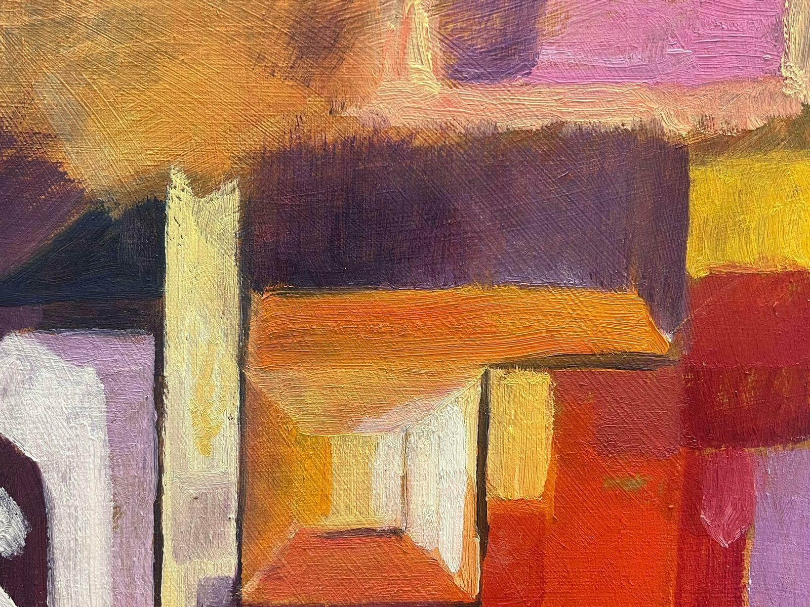 Geza Somerset Paddonbright Sunset Orange Red Color Abstract Contemporary British Oil Painting Canvas photo for sale