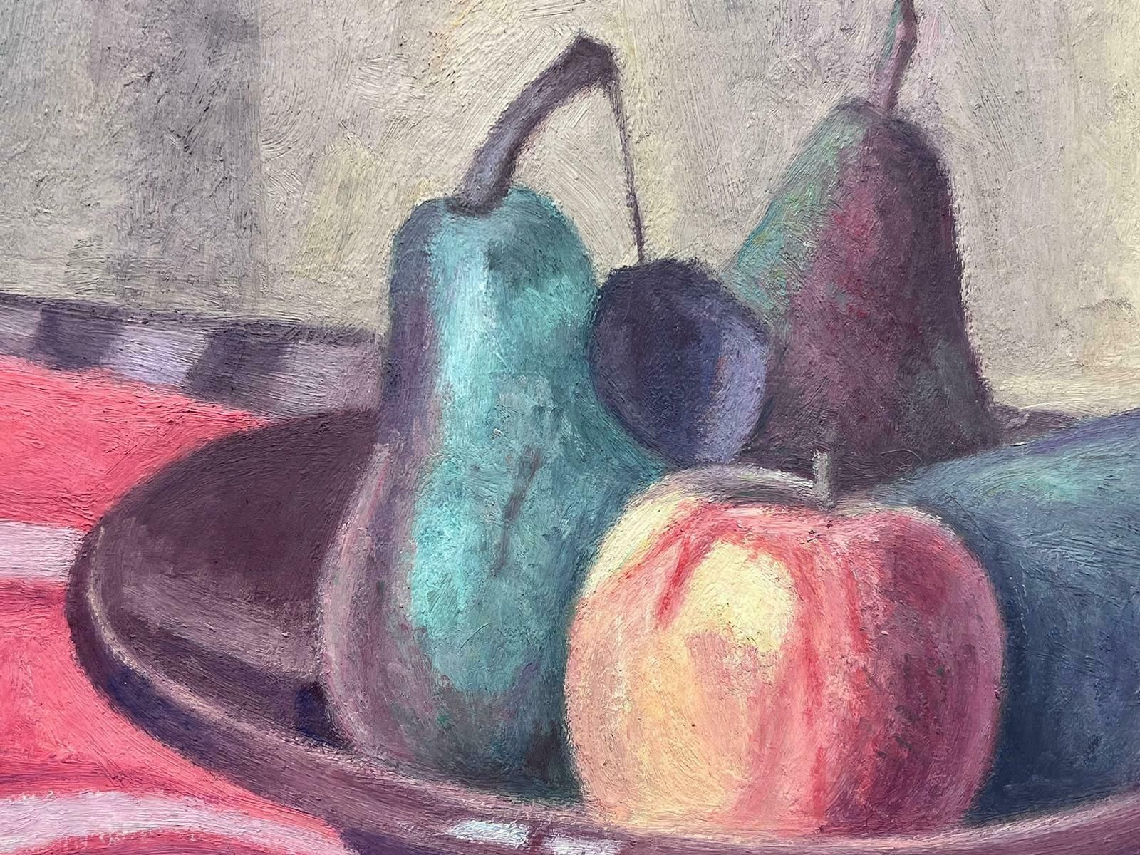 French School French Post Impressionist Still Life Pear And Apples Fruit In Bowl photo for sale