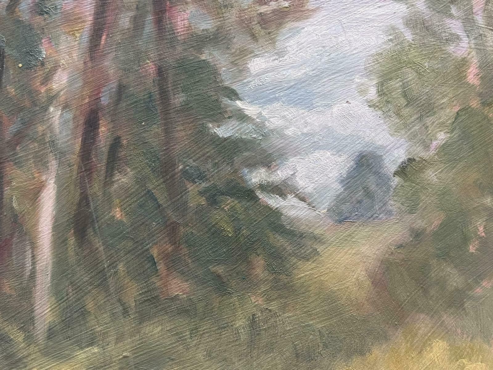 Geza Somerset Paddonblurred Clouds Through Gree Trees Contemporary British Oil Painting photo Art