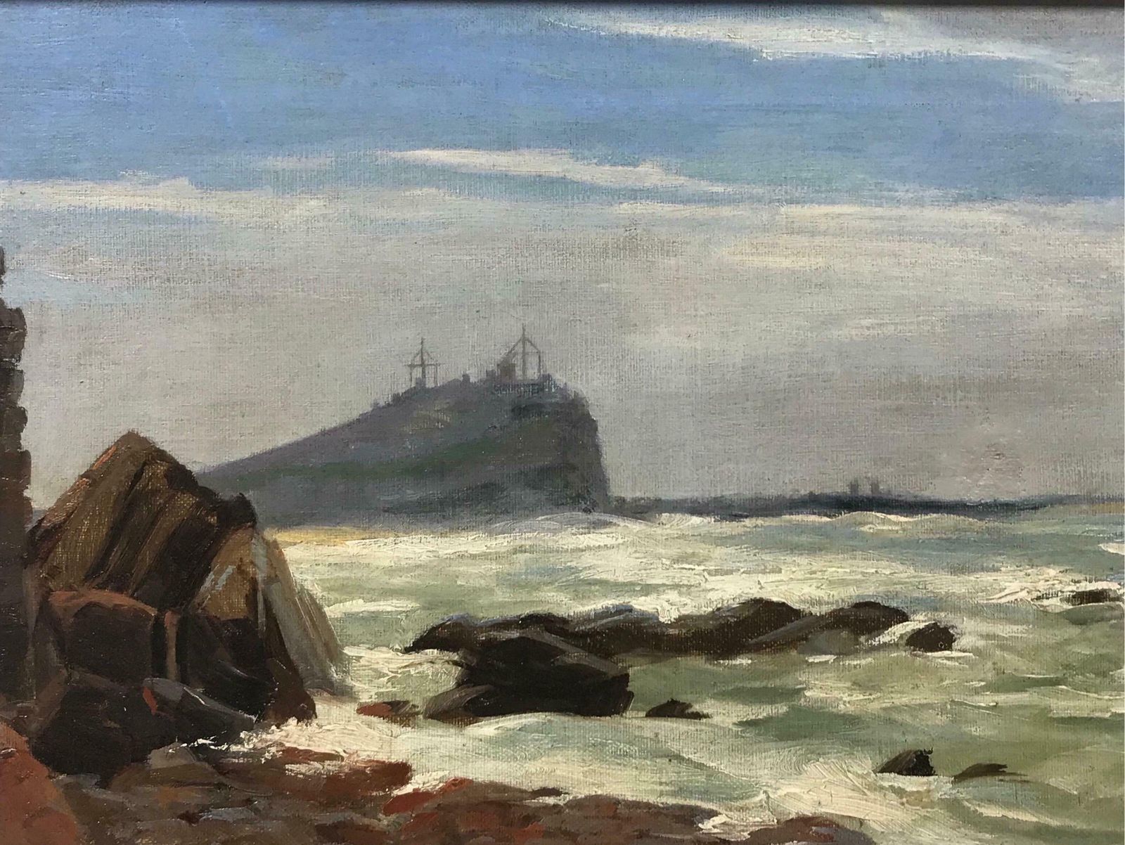 1920's Cornishcornish Coastal Seascape With Tin Mines Overlooking Cliffs, Signed English Oil1920's photo 1177.0
