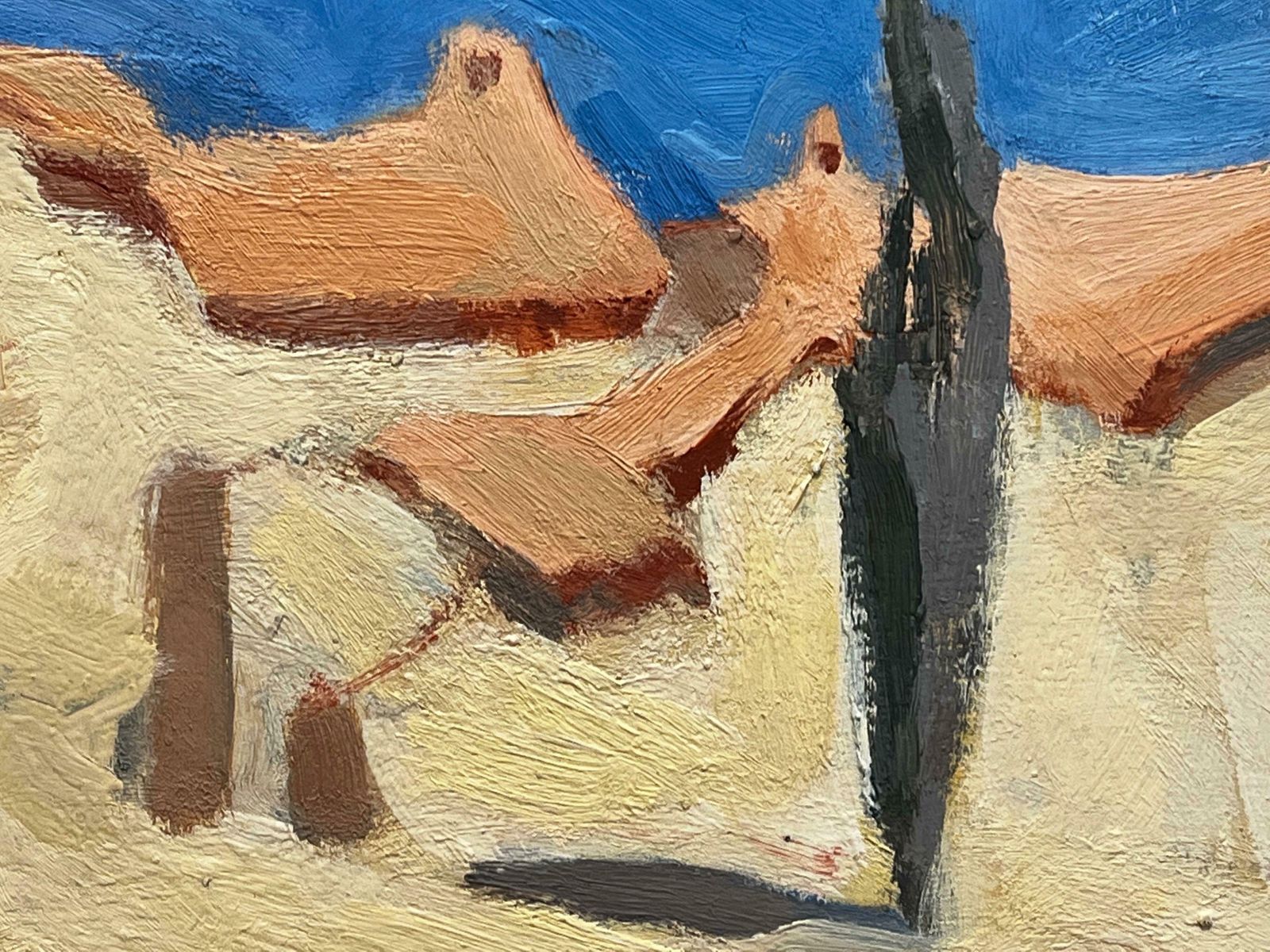 Elisabeth Hahn20th Century German Modernist Oil Painting   Blue Skies Over Town20th Century photo for sale