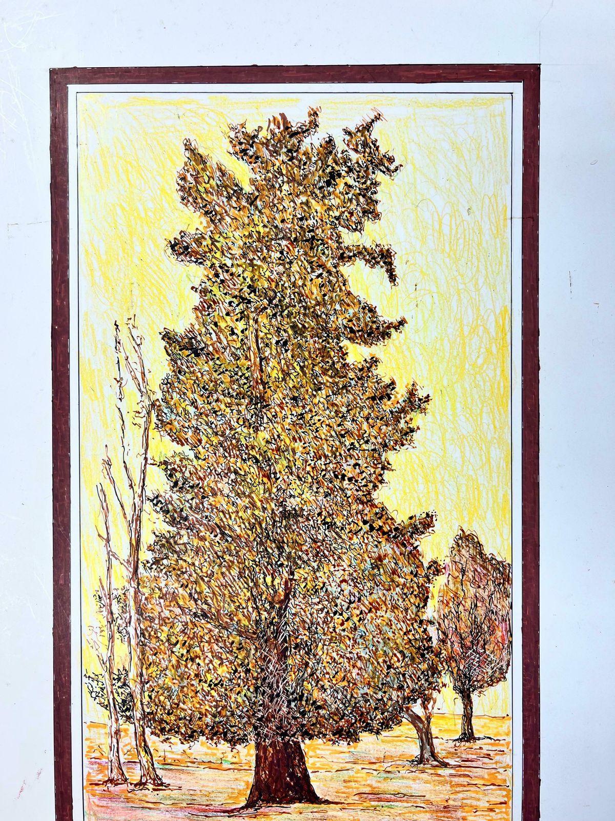 Bernard Labbe1950's Modernist/ Cubist Painting   French Autumn Tree Landscape1950's photo for sale