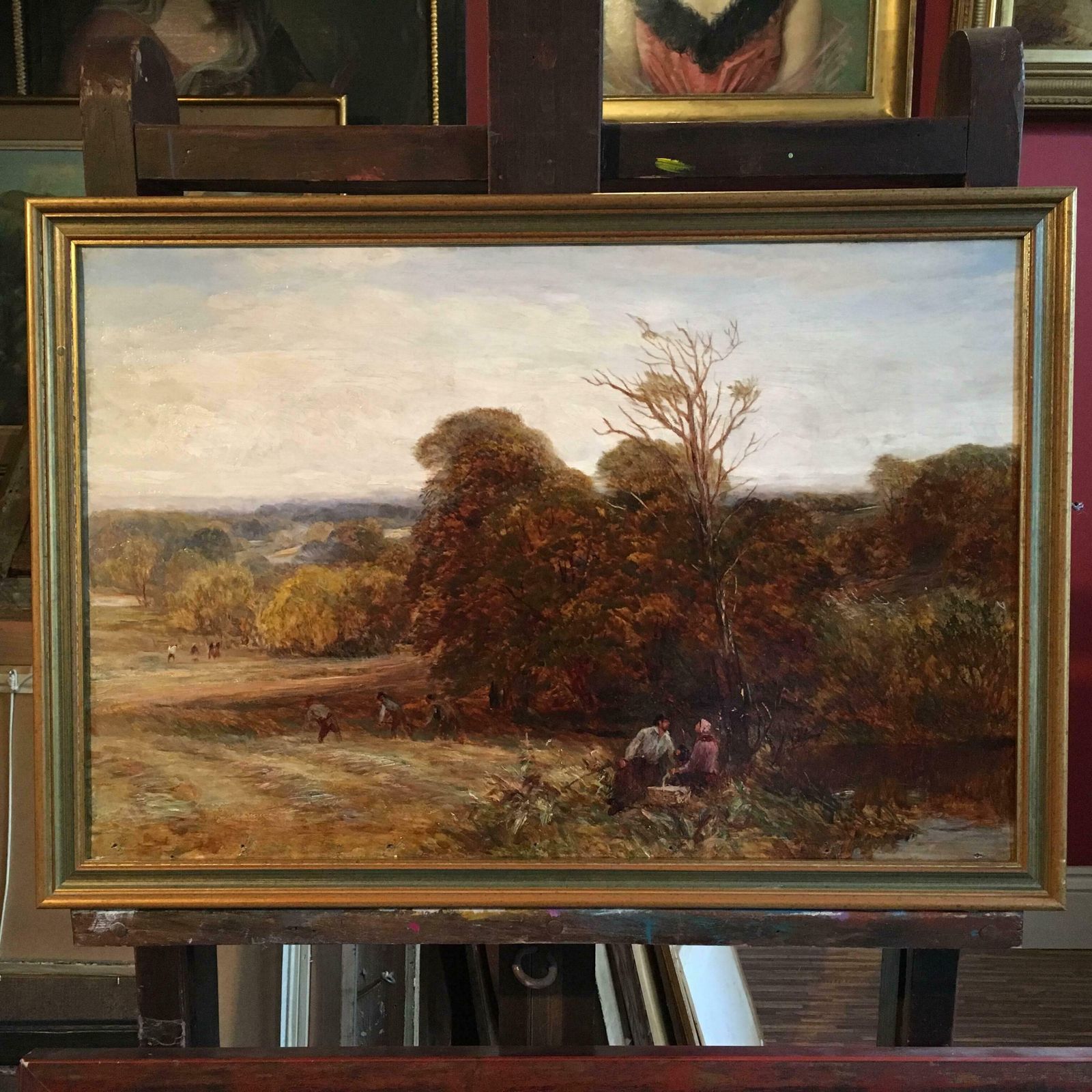 Unknownthe Harvest, Victorian Oil Painting 1880's photo furniture