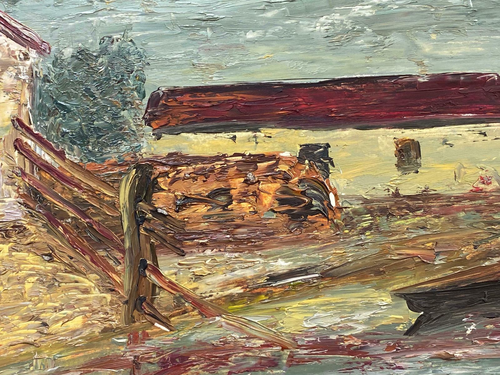 Fernand Audetfernand Audet (1923 2016) French Impressionist Oil   Red Roof Landscapec. 1950's photo 382.0