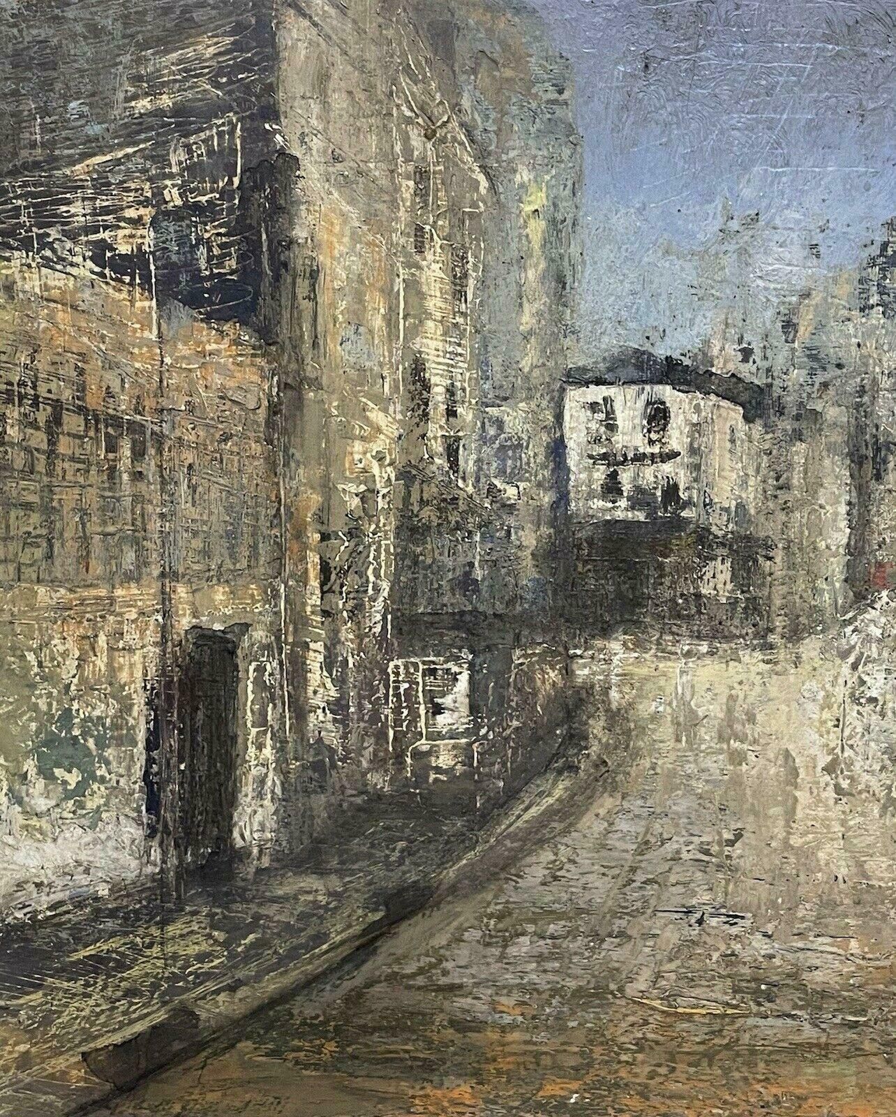 Claudine Riboulet1950's French Modernist Oil Painting   City Street Scene   Carved Wood Framemid Century photo 554.0