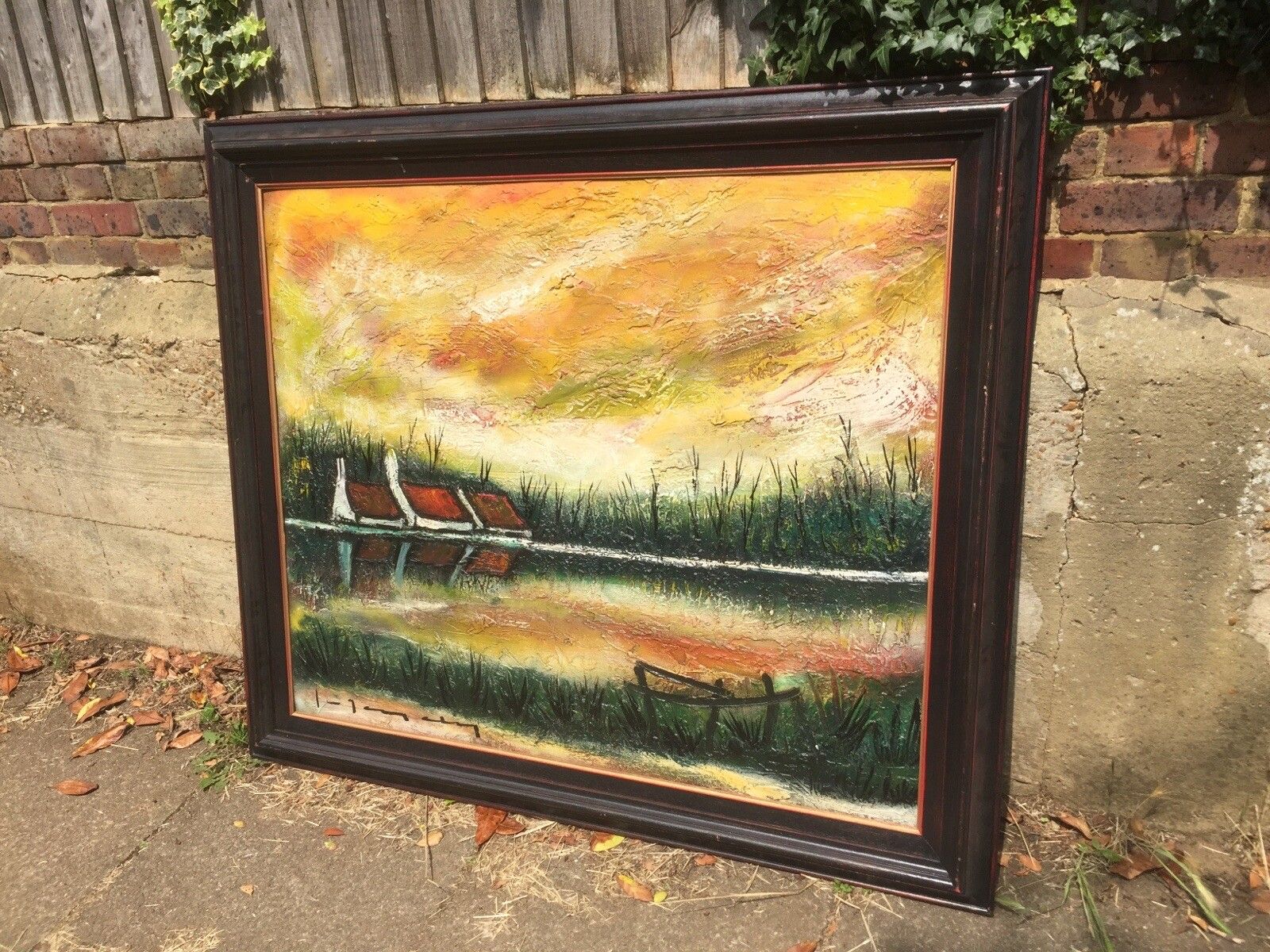 Original Mid Century Large Oil Painting Belgian School Art Landscape Modern photo Art