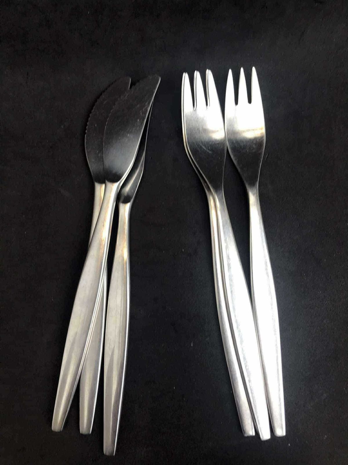 photo for sale Gense Focus Flatware Retro Cutlery Sweden Satin Design Scandinavian Dinner Forks Knives Modernist Stainless Steel Design By Folke Arstrom