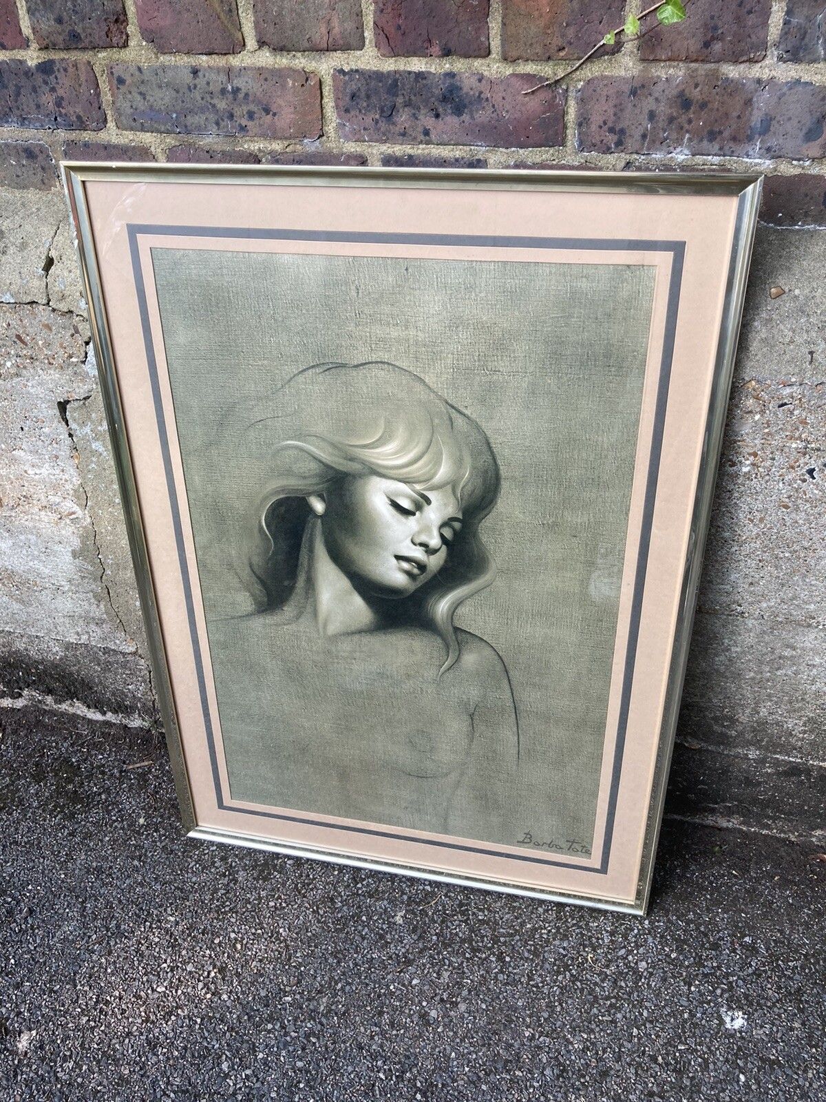 Original Mid Century Modern Print Barba Tate Framed Kitsch Retro Era photo for sale