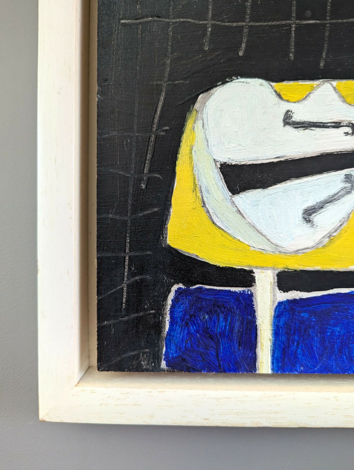 1249.0 Oil Painting White, Yellow, Blue, Black photo