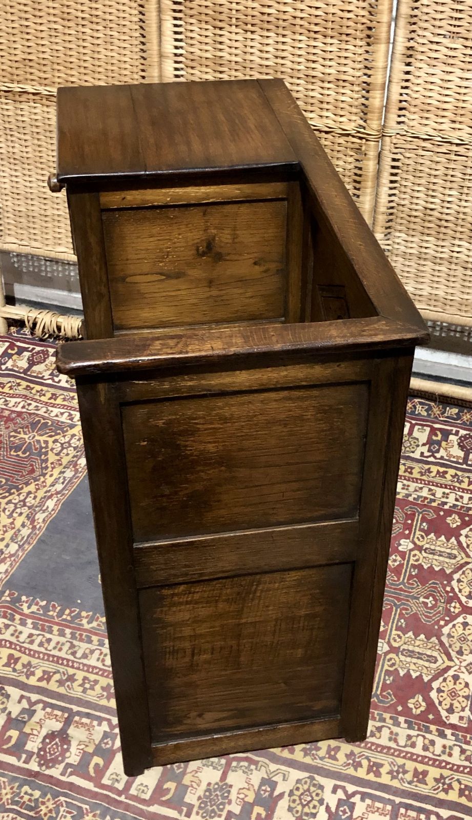 Handsome Vintage Carved Oak Hall Seat photo 299.0