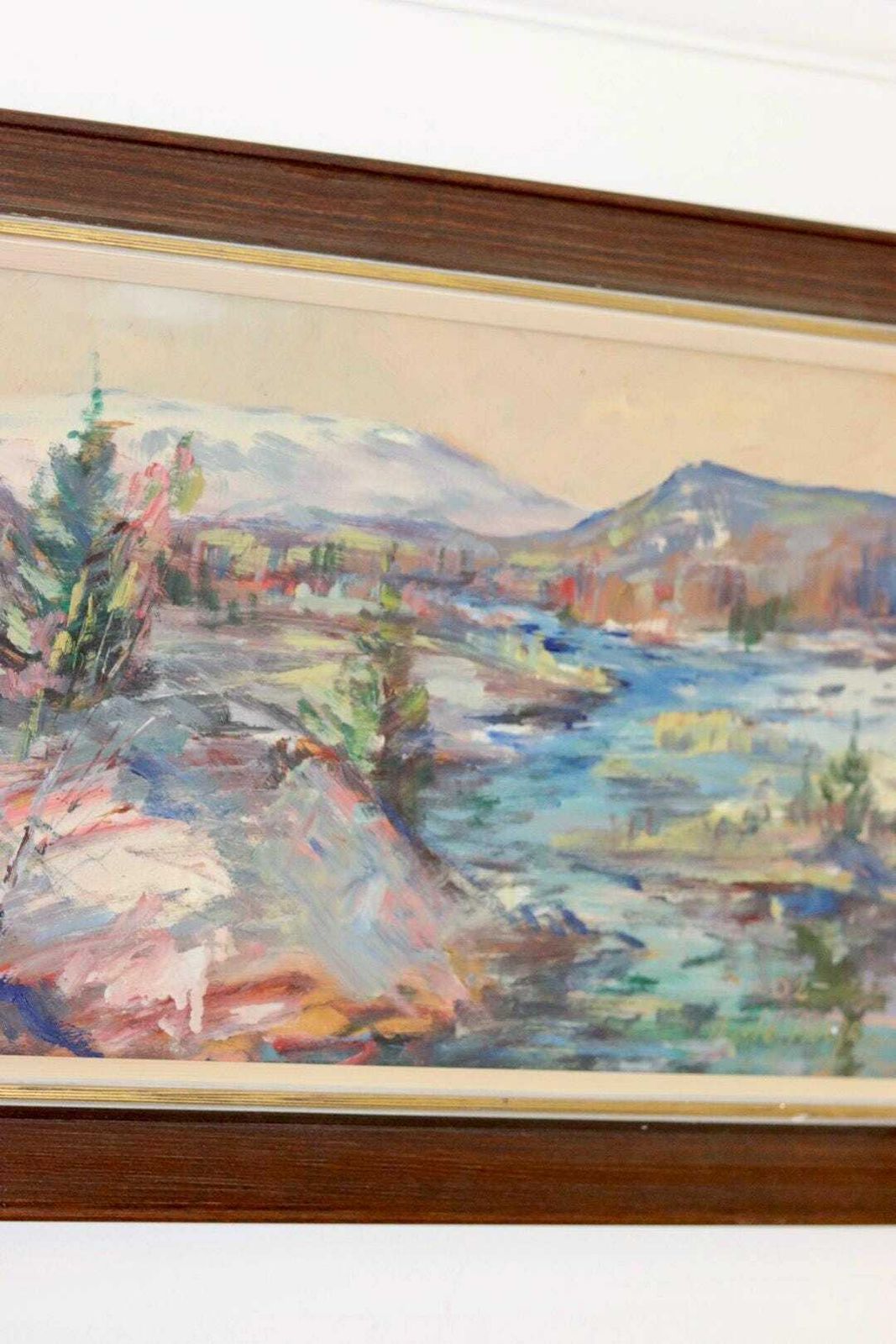 Original Swedish Mid Century Oil Painting" Abstract Landscape "    Vintage & Framed photo Art