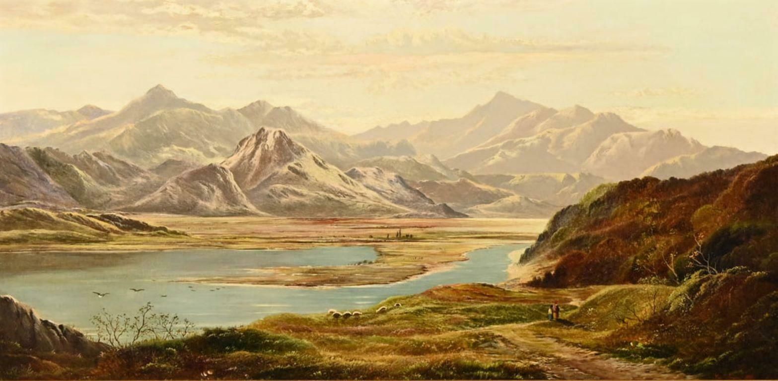 Charlie Leslie Fine Victorian Scottish Highlands Loch Scene, Signed Original Oil Painting 19th Century photo furniture