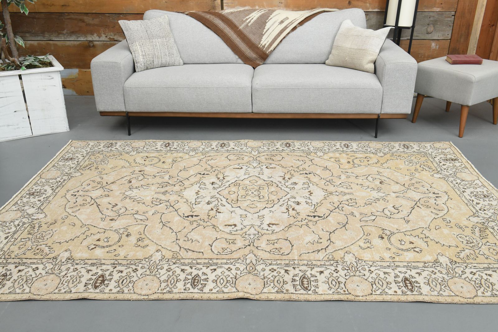165x2665 Cm Turkish Vintage Area Rug, Wool Handmade Oushak Rugs, Living Room Decor, Bohemian Decor