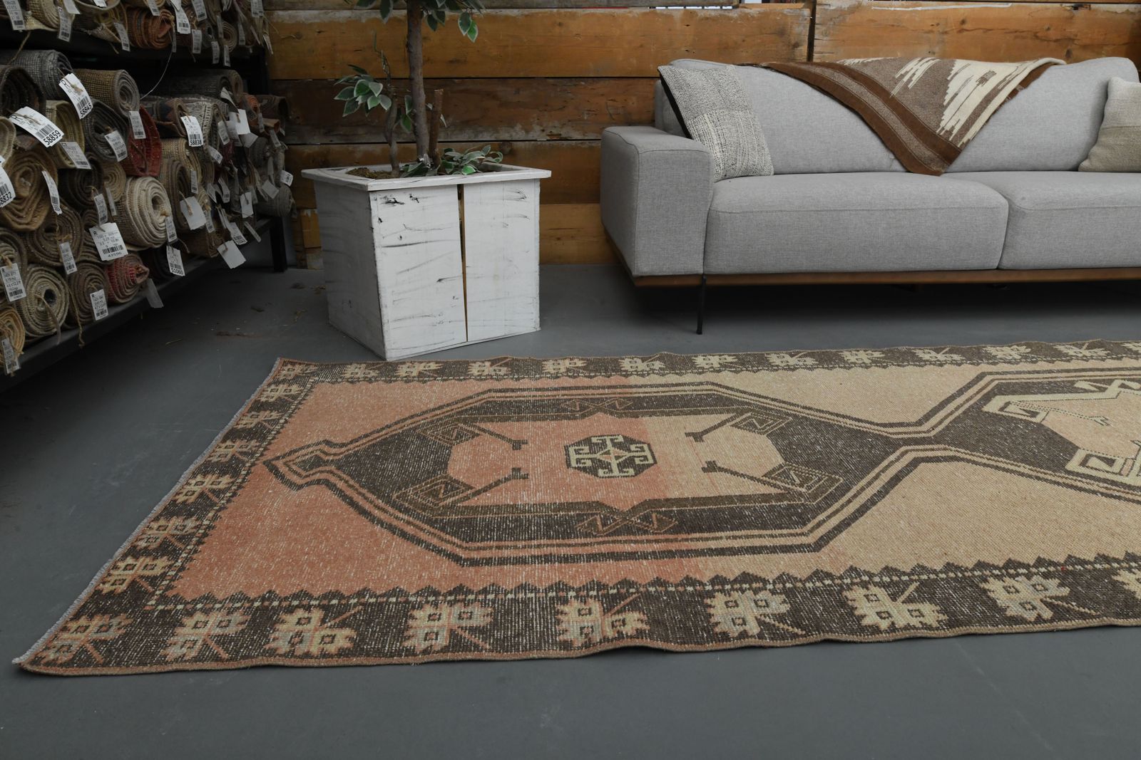 121x431 Cm Vintage Oushak Turkish Runner, Hanmade Wool Rug, Hallway Rugs, Kitchen Runners, Orange Brown Carpet photo vintage