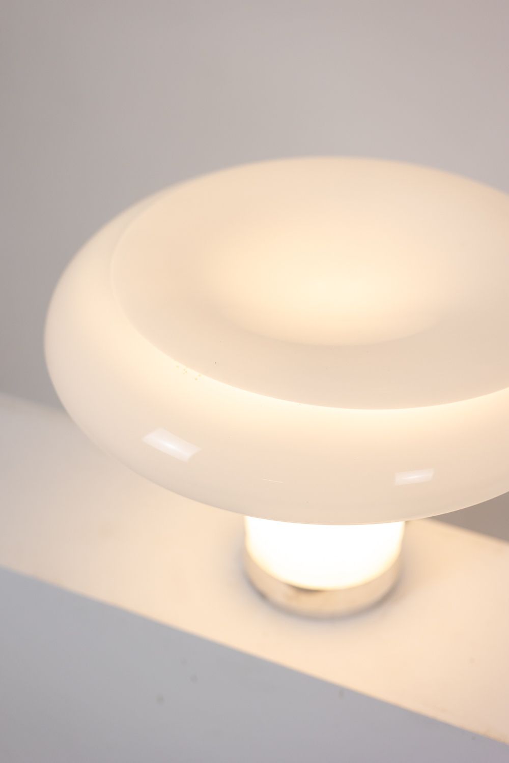 Angelo Mangiarotti. Lamp In Opaline And Chrome Metal. 1980s. photo for sale