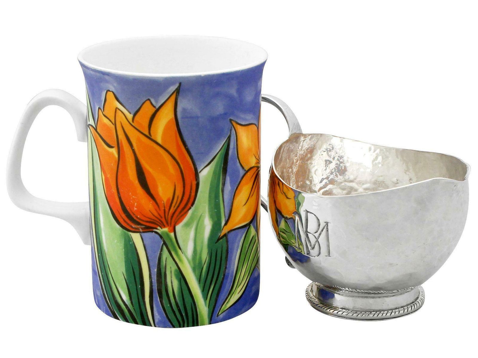 Arts And Crafts Style English Sterling Silver Cream Jug And Sugar Bowl photo Home Decor