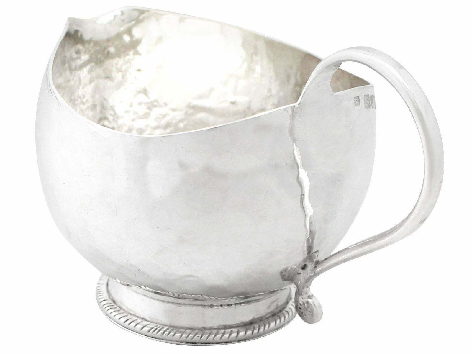 Arts And Crafts Style English Sterling Silver Cream Jug And Sugar Bowl photo vinterior