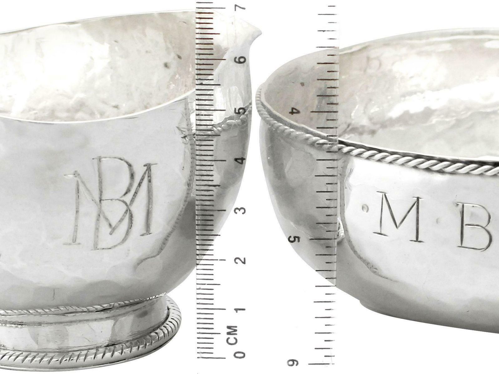 1452.0 Arts And Crafts Style English Sterling Silver Cream Jug And Sugar Bowl photo