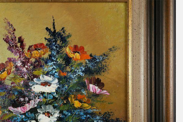 Belgian Artist, Still Life With A Bouquet Of Flowers, 1950s, Oil On Canvas, Framed photo 594.0
