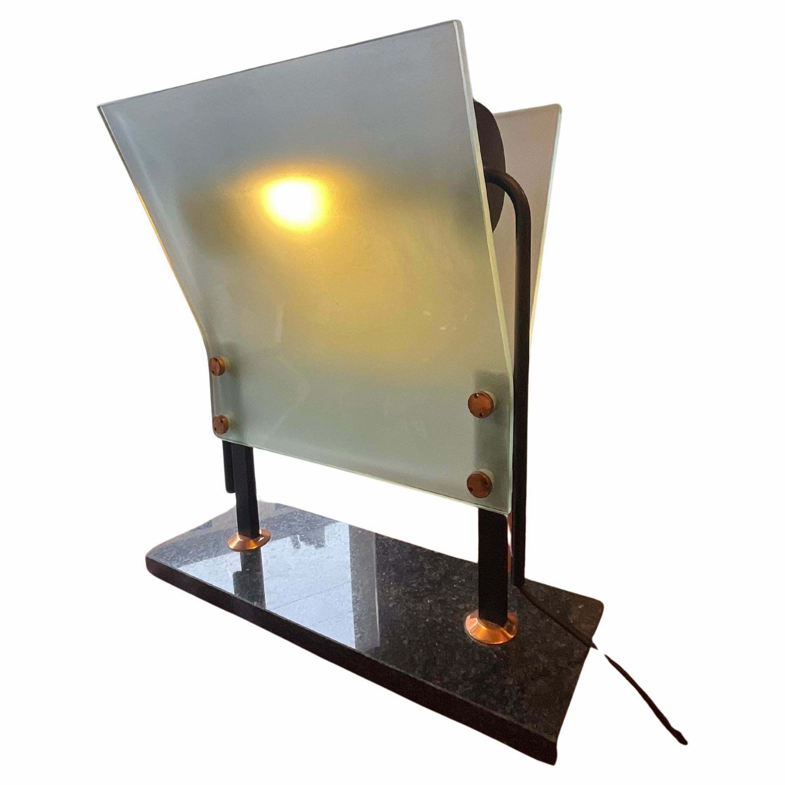 Table Lamp   Glass, Marble And Metal   Made In Italy 1980s