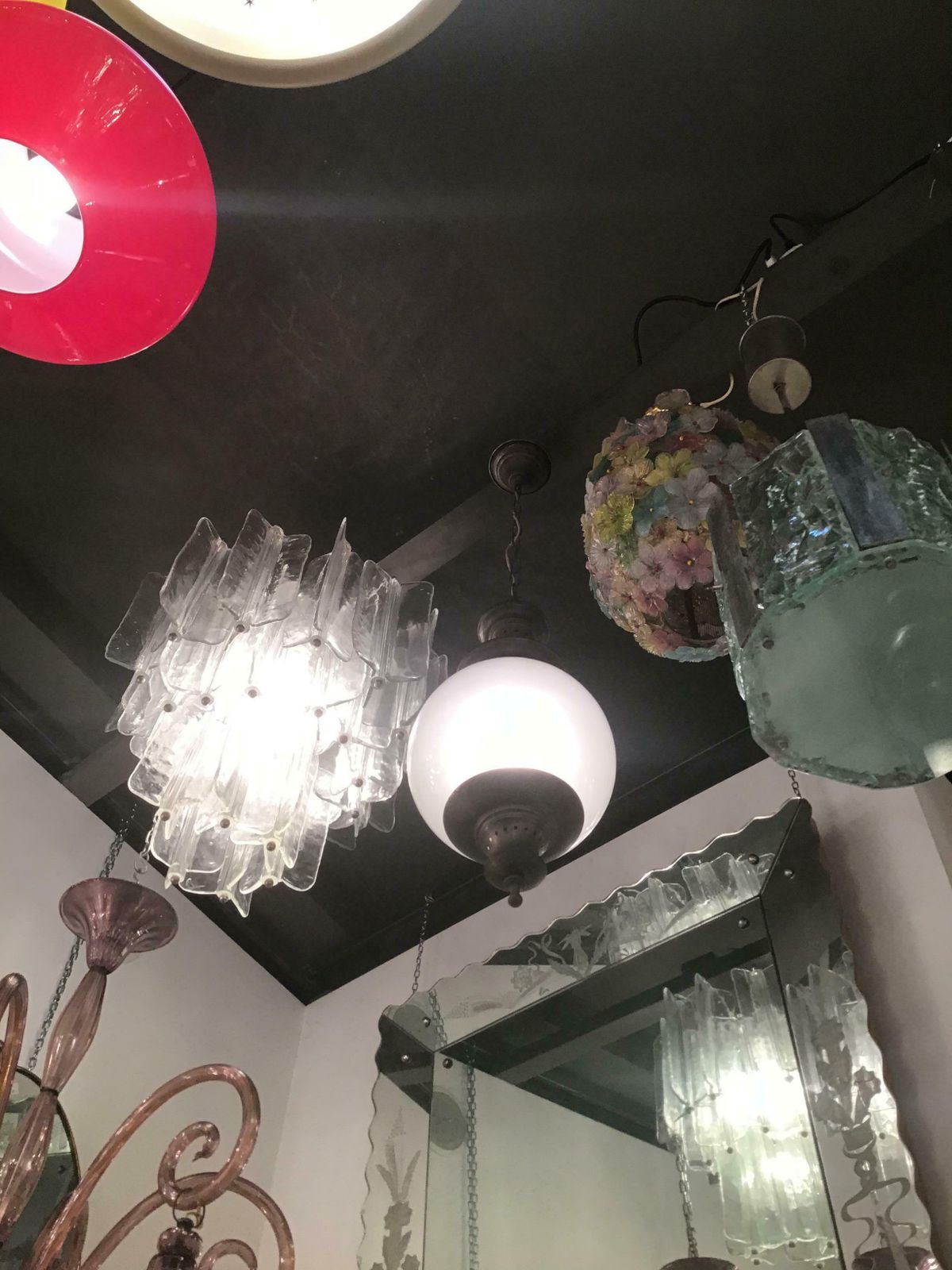Luigi Caccia Dominioni Azucena Chandelier Glass Brass 1950 Italy photo Lighting