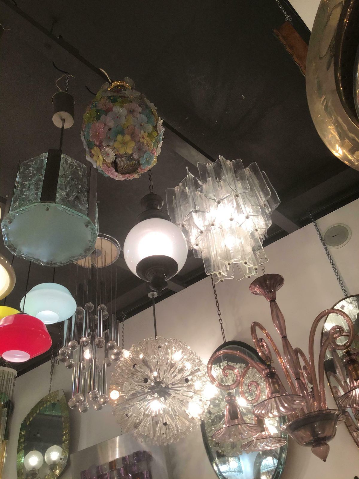 Luigi Caccia Dominioni Azucena Chandelier Glass Brass 1950 Italy photo vintage