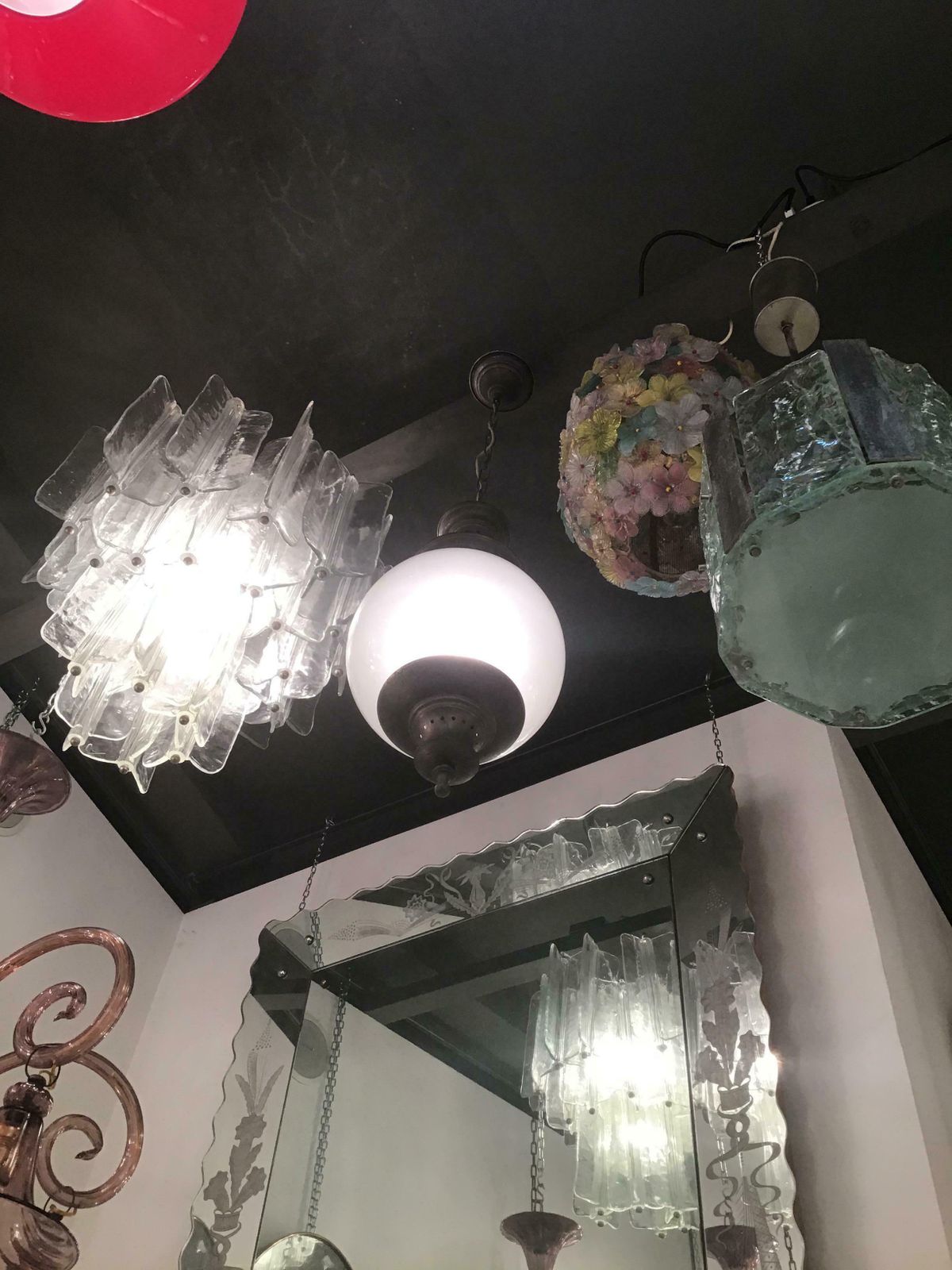 photo for sale Luigi Caccia Dominioni Azucena Chandelier Glass Brass 1950 Italy