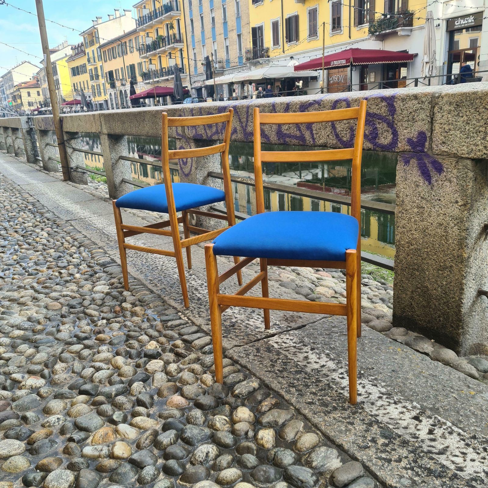Gio Ponti “Leggera”  2 Chairs By Cassina 1951 Wood Original Coating, Italy photo buy