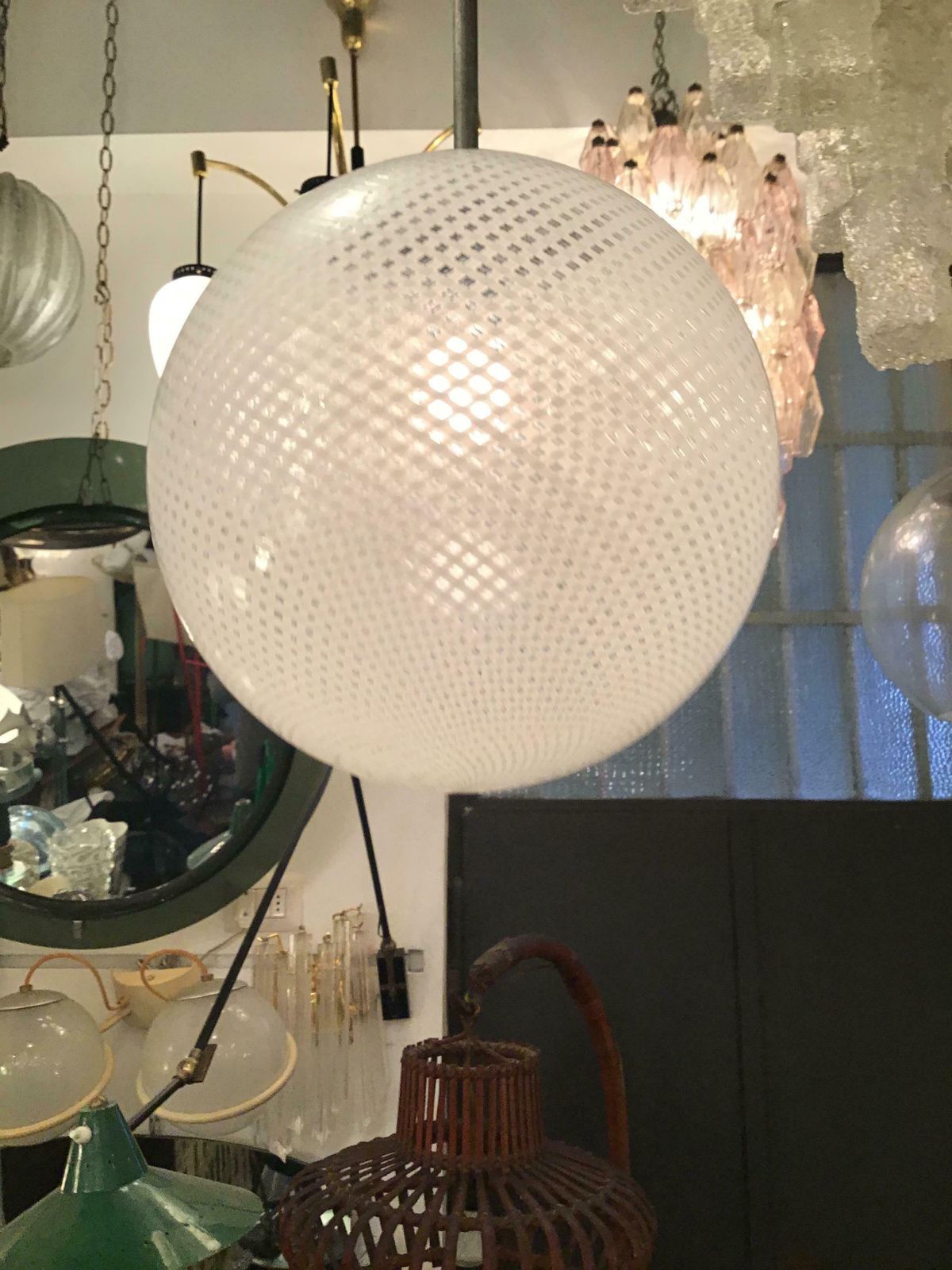 Venini Chandelier “Filigrana“ Murano Glass Crome Italia, 1930 photo 3746.0