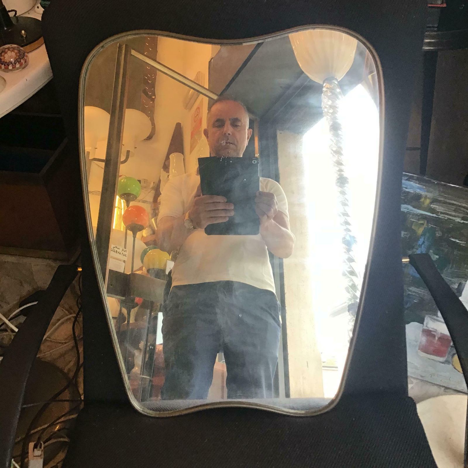 Gio Ponti  " Style "Fontana Arte Mirror Brass Wood Glass 1950 Italy photo buy