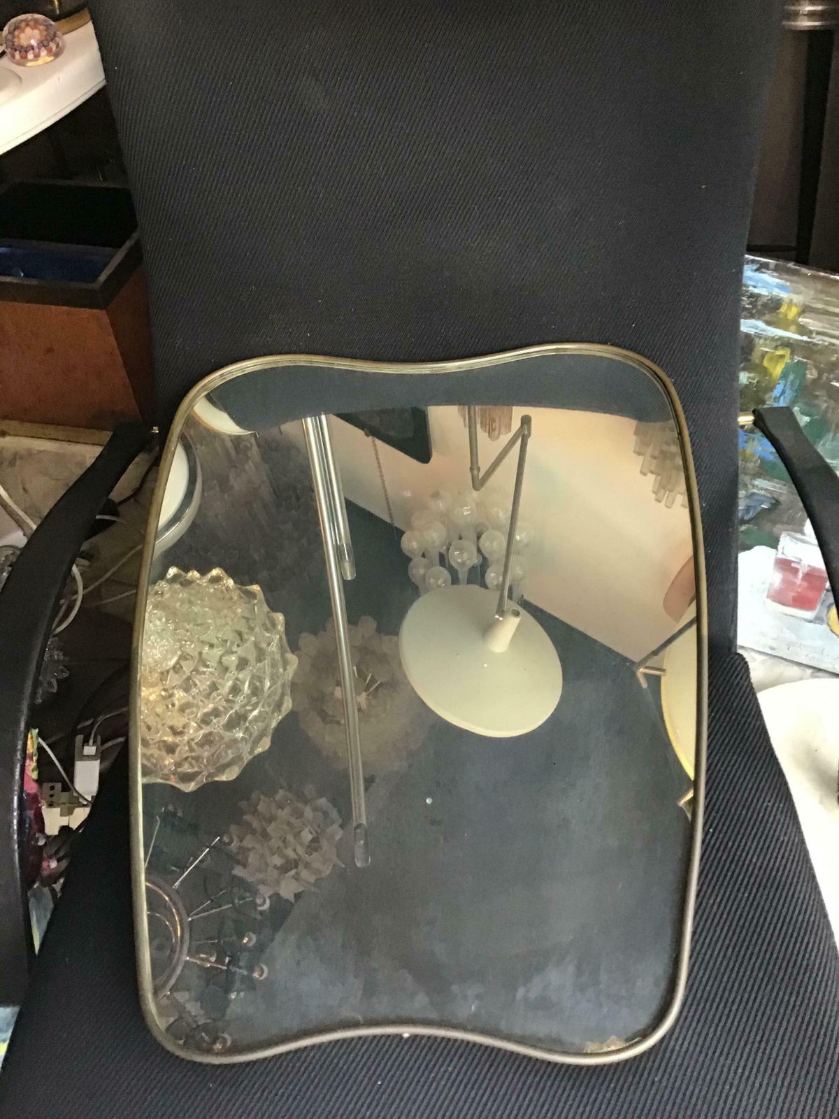 photo furniture Gio Ponti  " Style "Fontana Arte Mirror Brass Wood Glass 1950 Italy