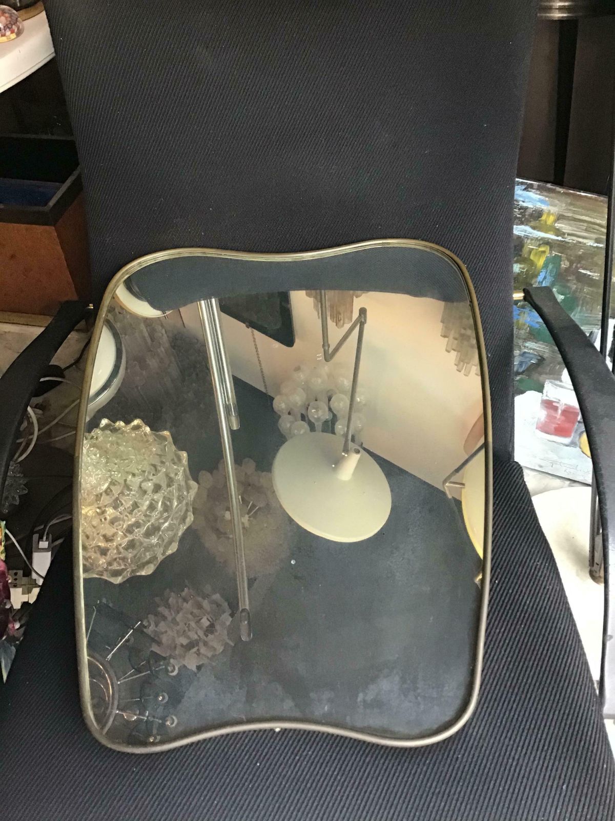 photo for sale Gio Ponti  " Style "Fontana Arte Mirror Brass Wood Glass 1950 Italy