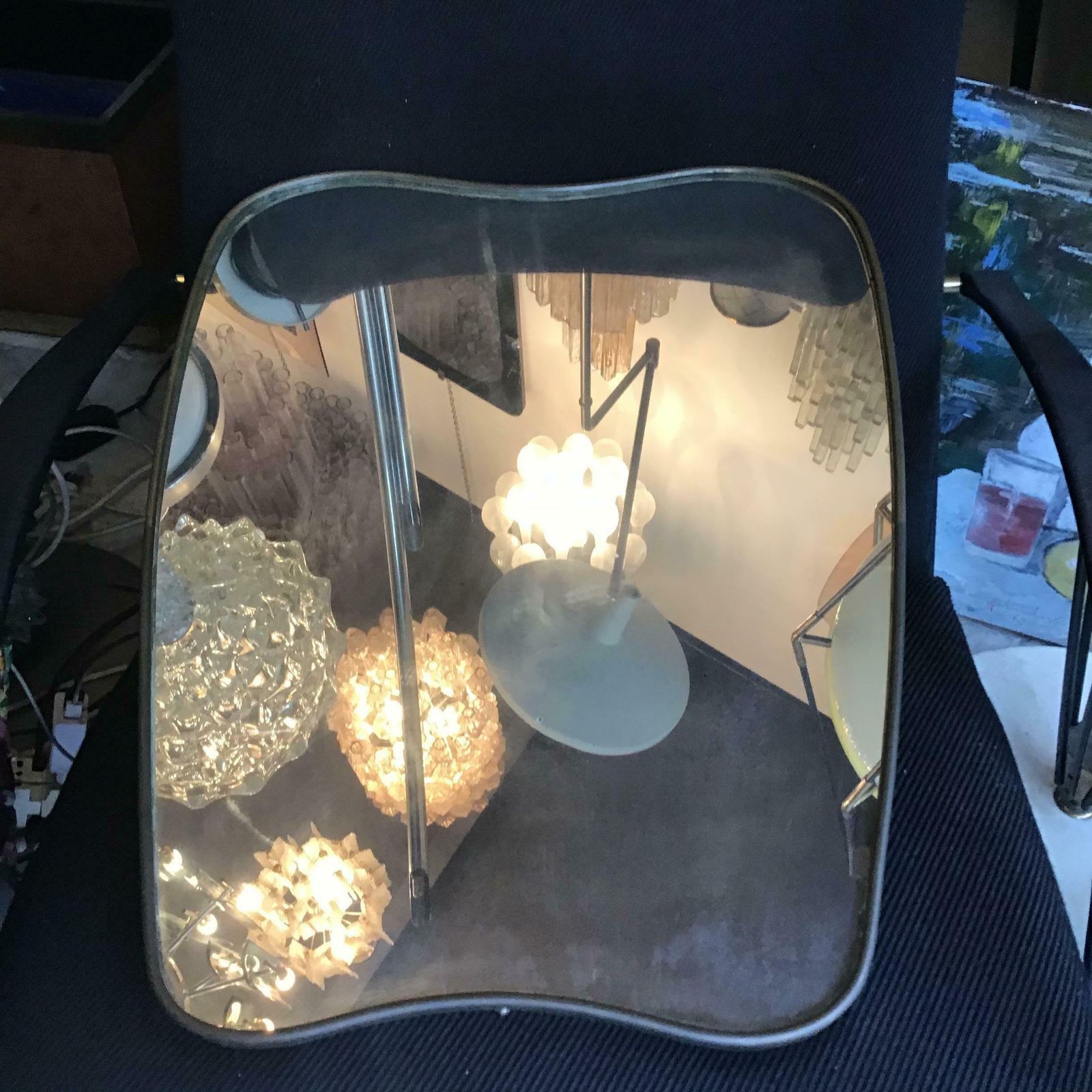 photo vinterior Gio Ponti  " Style "Fontana Arte Mirror Brass Wood Glass 1950 Italy