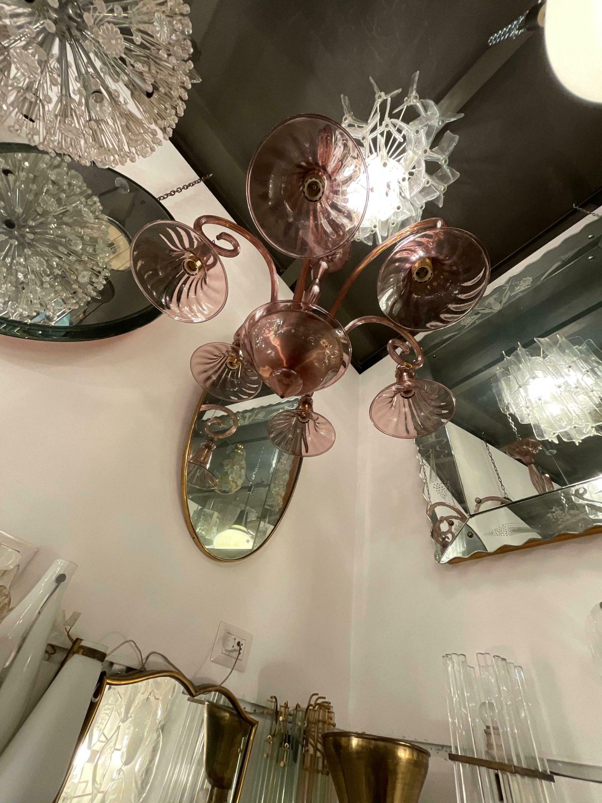 Cappellin   6 Light Blown Glass Chandelier   Murano 1930s photo Lighting