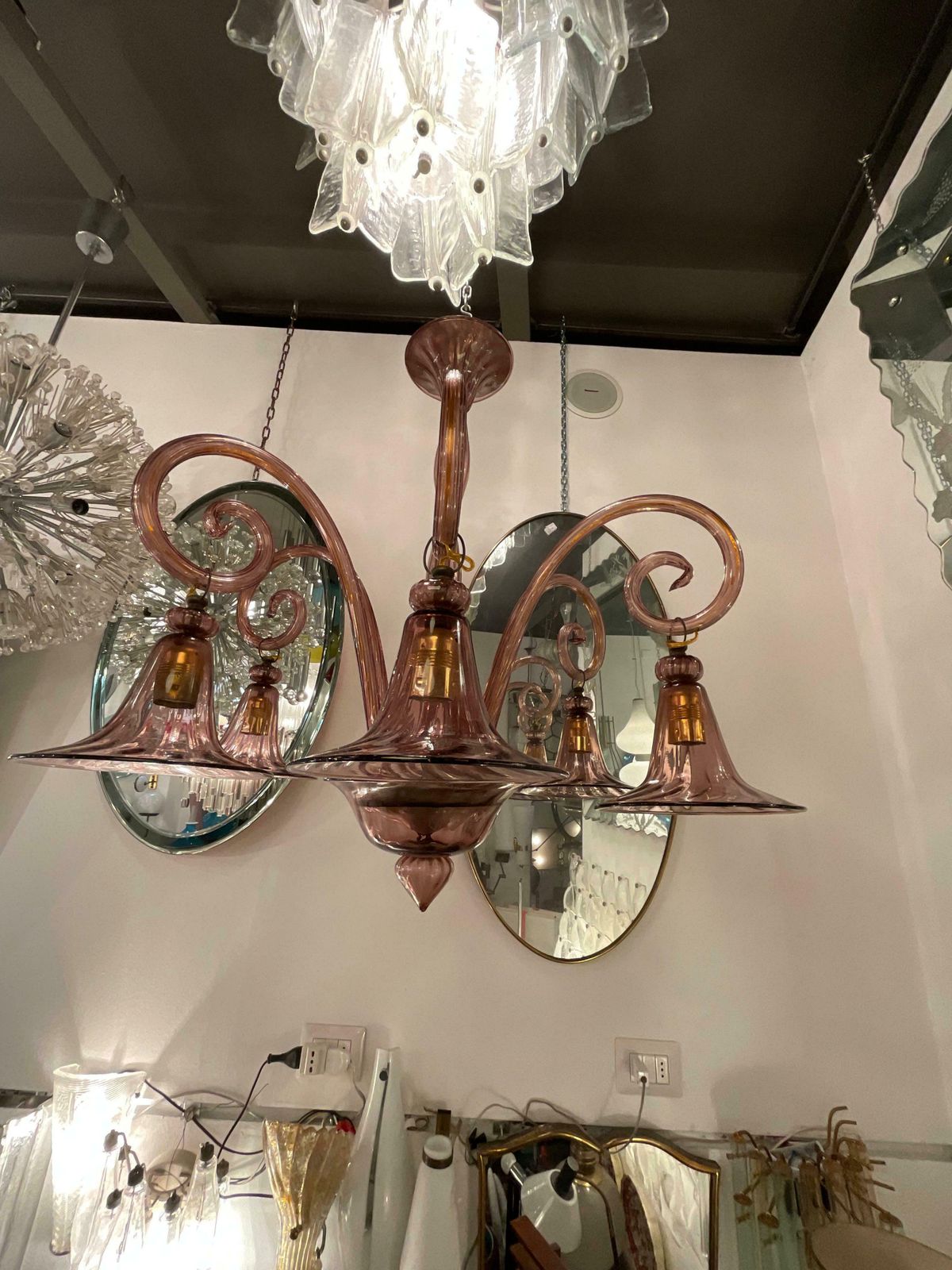 Cappellin   6 Light Blown Glass Chandelier   Murano 1930s photo vintage
