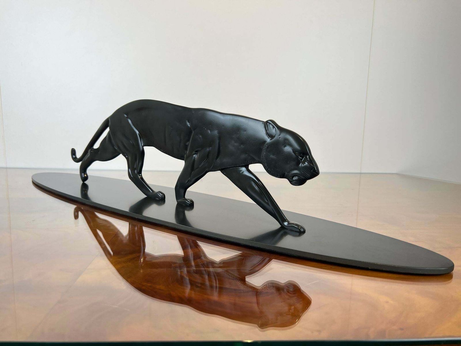 1746.48 Art Deco Panther Sculpture, Solid Bronze, France Circa 1930 photo