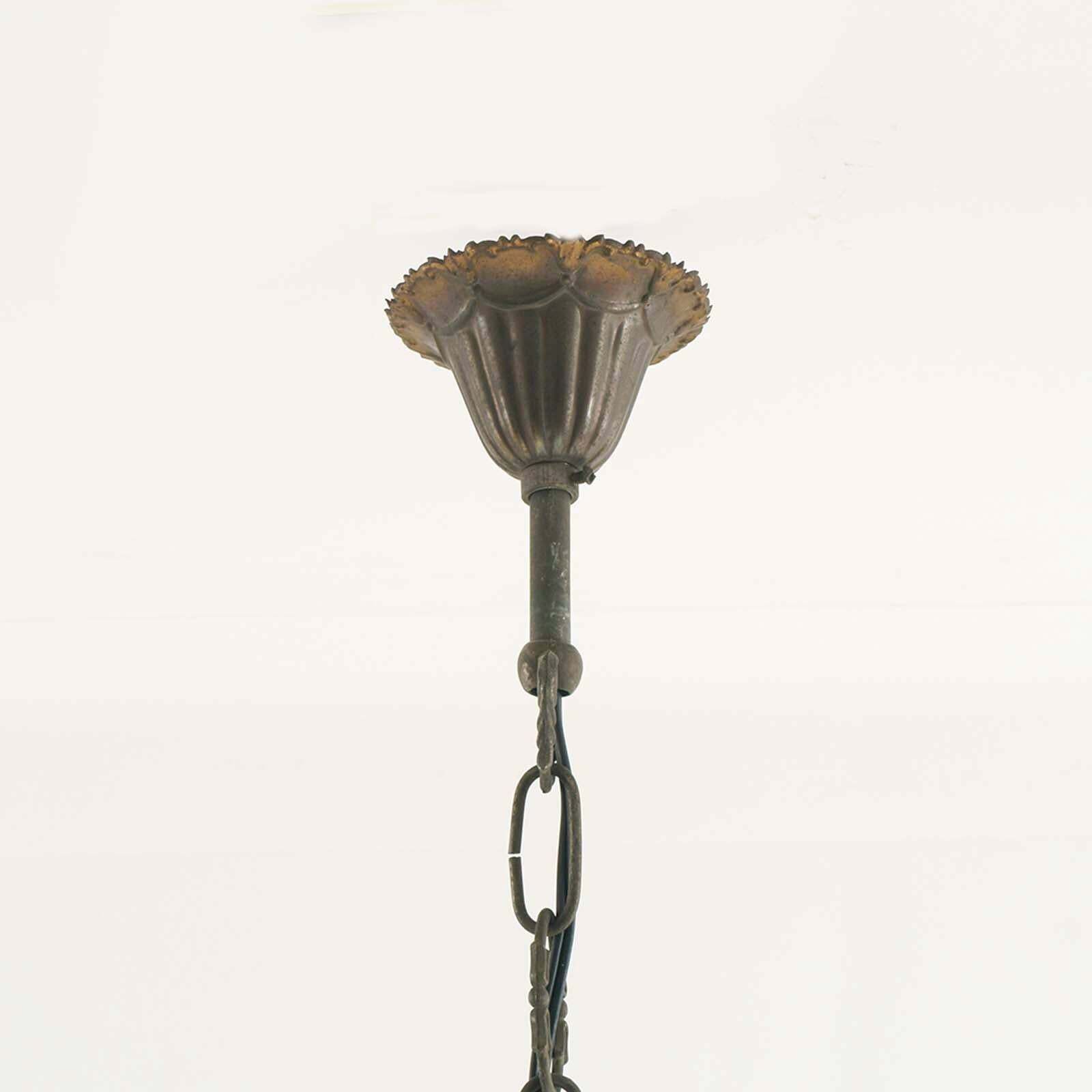 1940s Art Deco Burnished Brass Chandelier Three Lights Swarovsky Pendants photo Lighting