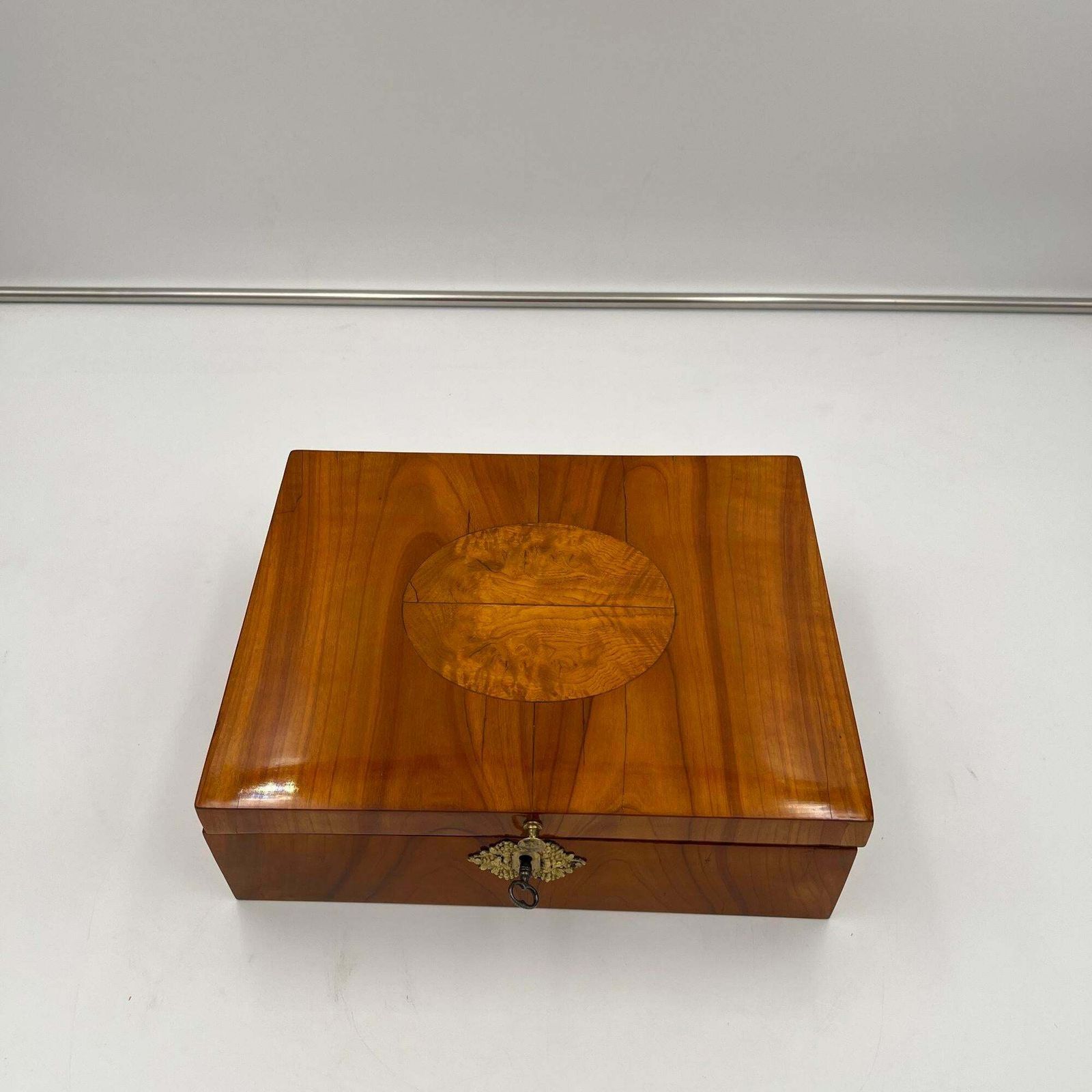 Biedermeier Jewelry Box, Cherry Wood, Ash, Brass, Southern Germany Circa 1820 photo Home Decor