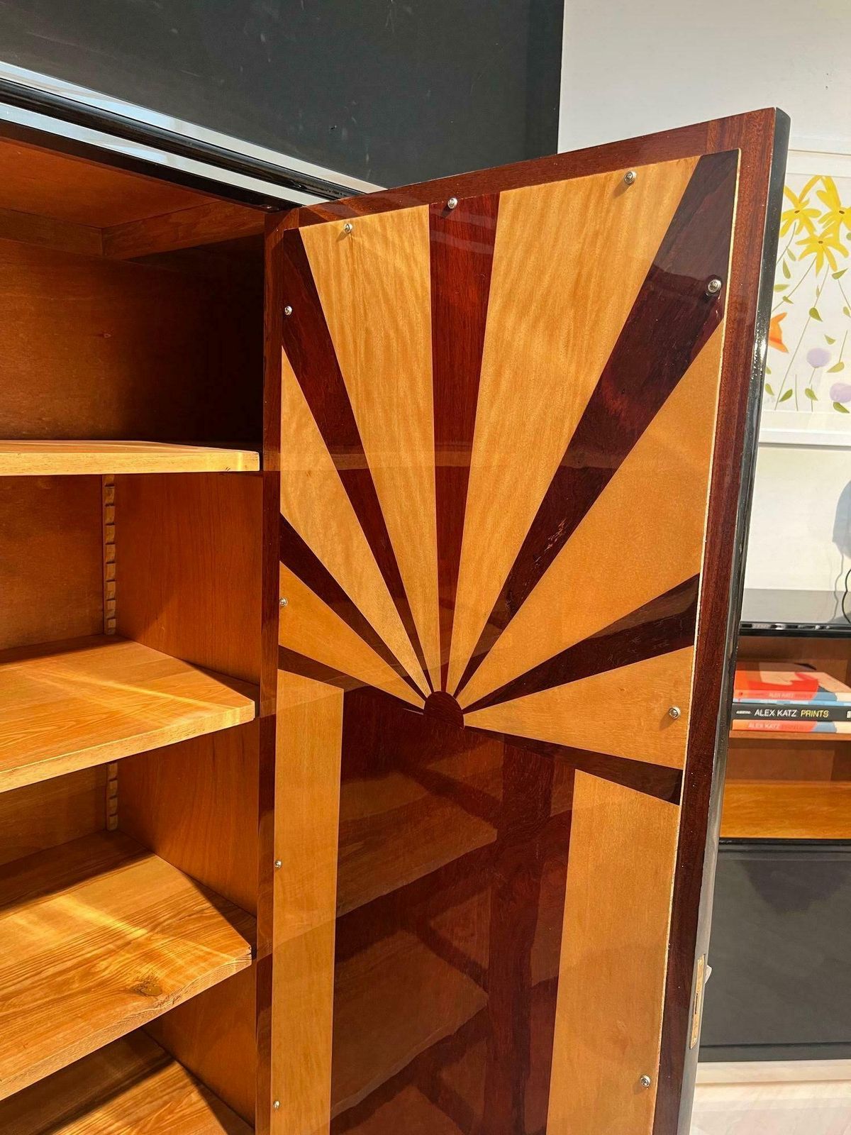photo furniture Art Deco Wardrobe Armoire, Black Lacquer, Mahogany, Chrome, France Circa 1930