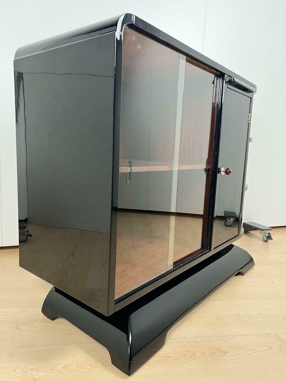 photo furniture Art Deco Half Cabinet, Black Lacquer, Mahogany, France Circa 1930