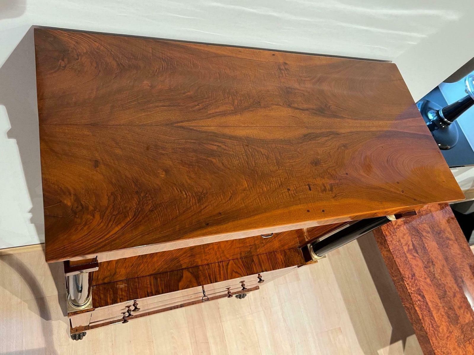 Biedermeier Secretaire, Walnut, Maple, Paw Feet, Austria Circa 1820 photo vintage