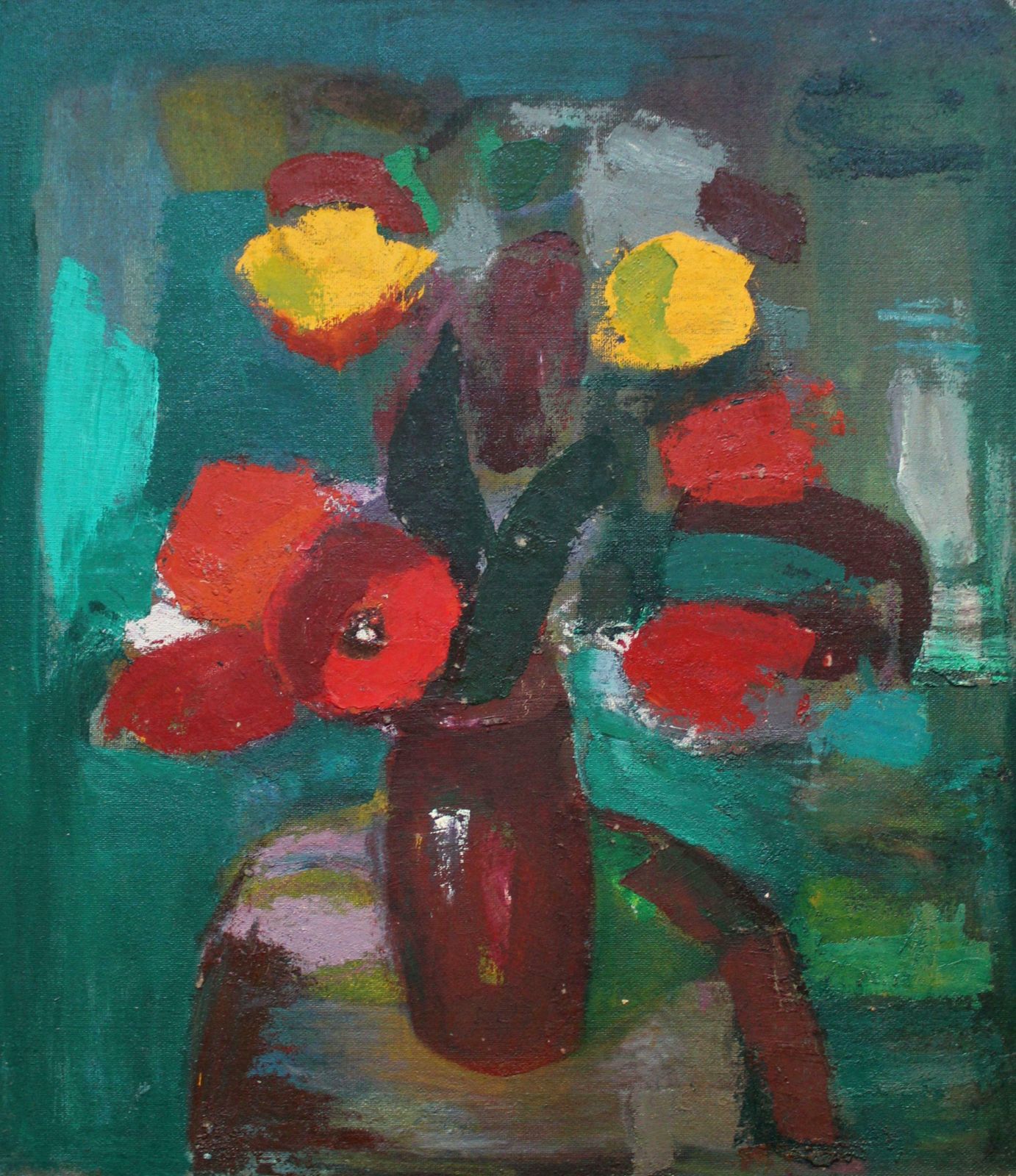 Aleksandr Rodin (1922 2001)composition With Flowers #3. Oil On Panel, 85 X 74.5 Cm
