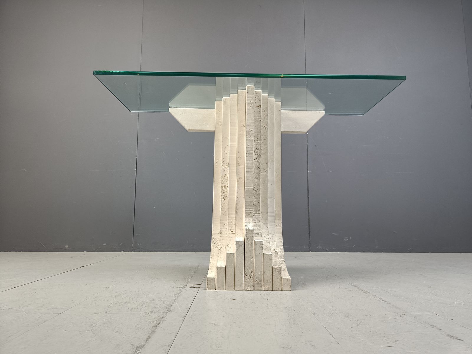 Vintage Travertine Console  In The Manner Of Carlo Scarpa , 1970s photo 1250.0