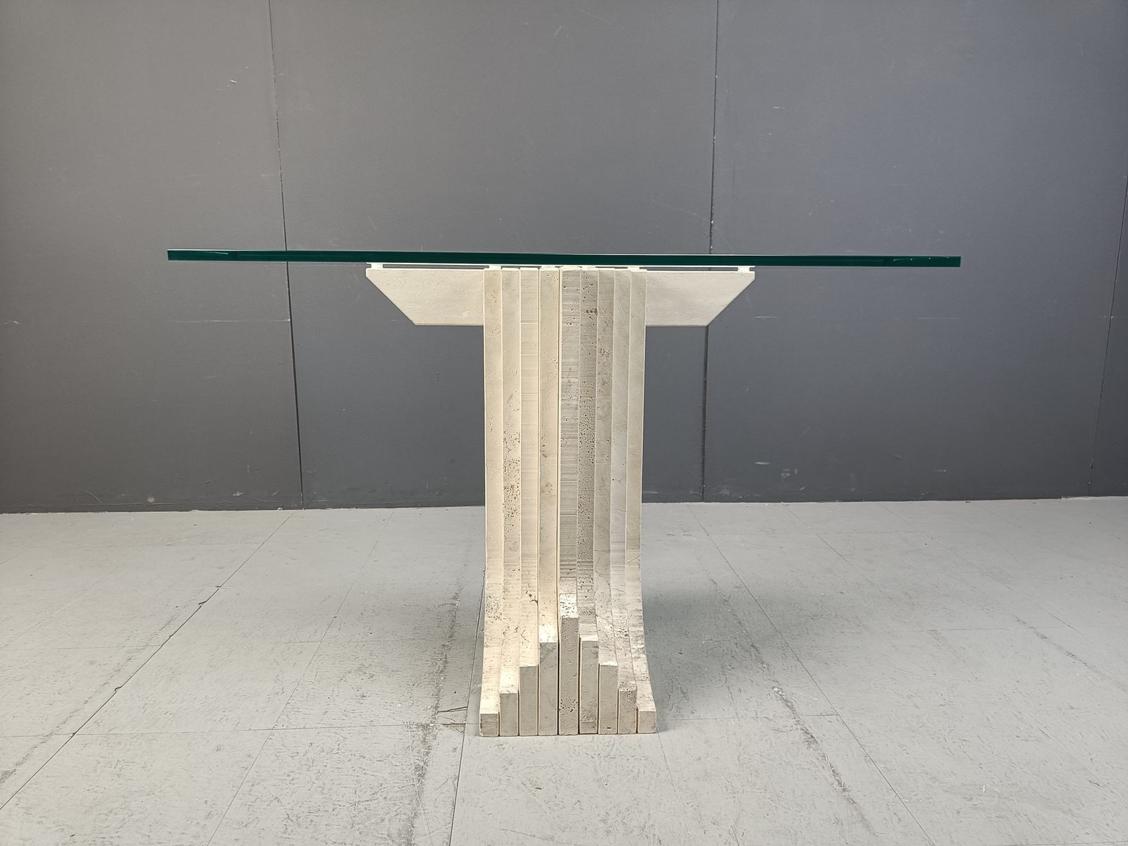 Vintage Travertine Console  In The Manner Of Carlo Scarpa , 1970s