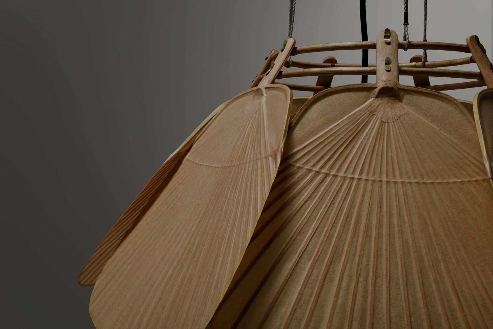Beautiful Uchiwa ‘Ju Yon’ Chandelier By Ingo Maurer, Germany, 1970s photo buy