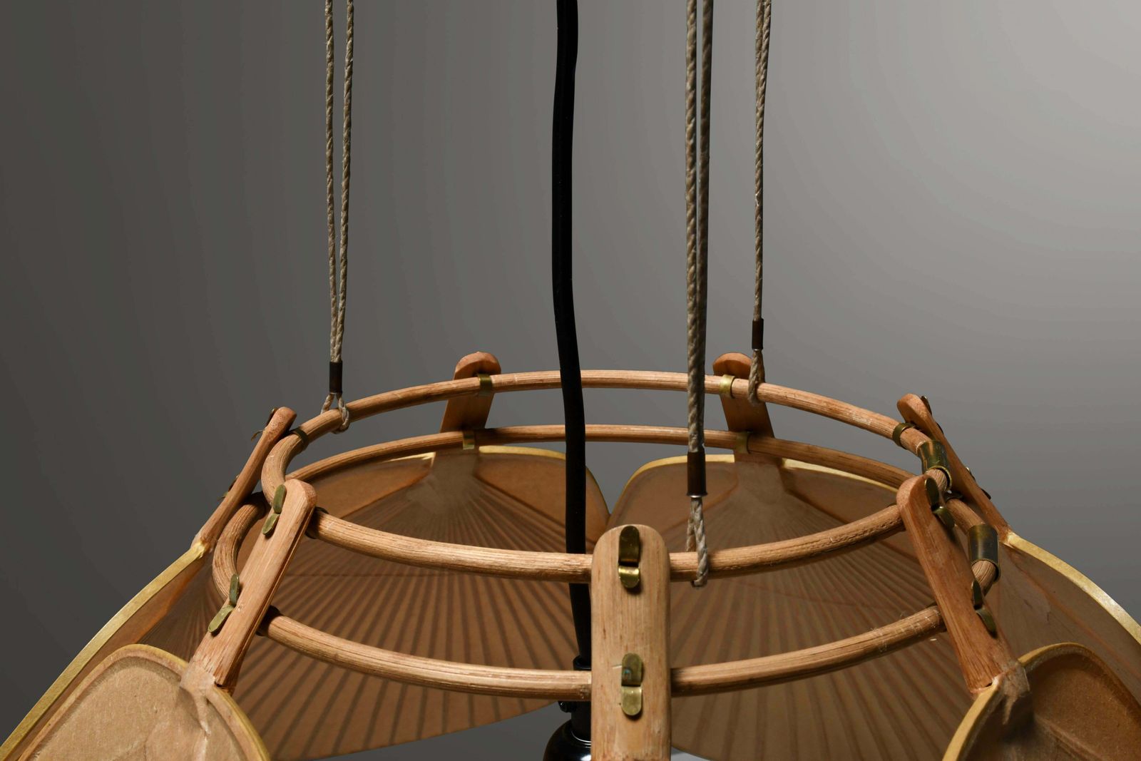 Beautiful Uchiwa ‘Ju Yon’ Chandelier By Ingo Maurer, Germany, 1970s photo vintage