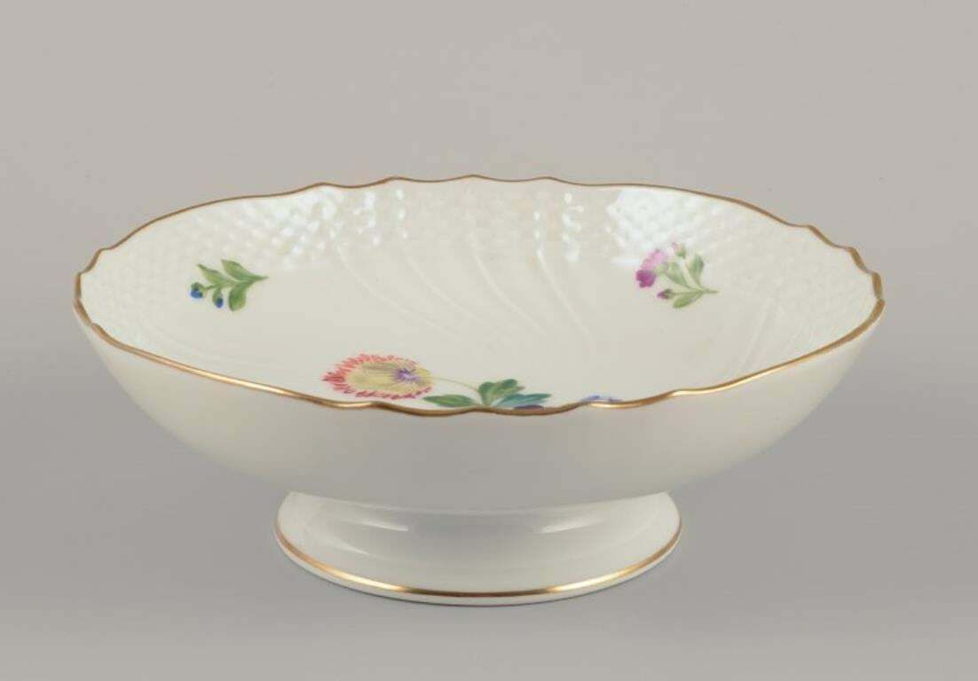 Royal Copenhagen Saxon Flower. Two Porcelain Compotes With Floral Motifs. photo Home Decor